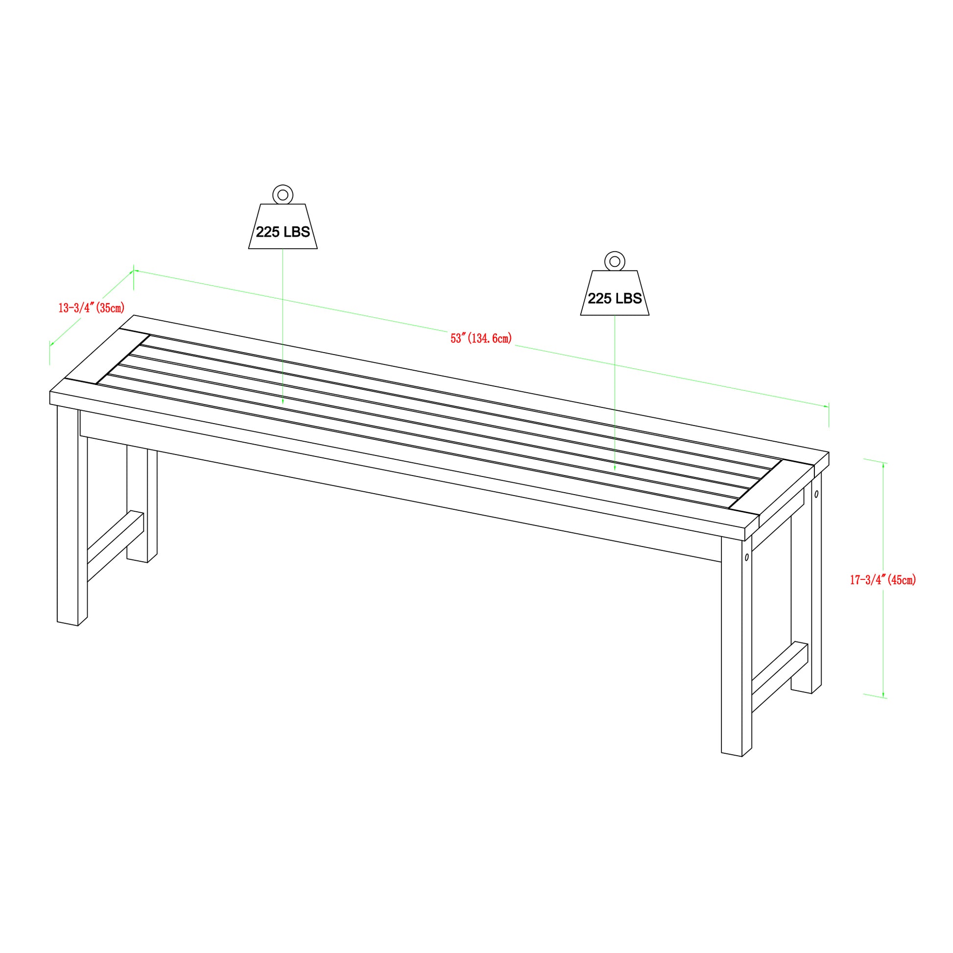 Modern Slat Top Solid Wood Patio Bench Brown Brown Acacia Wood