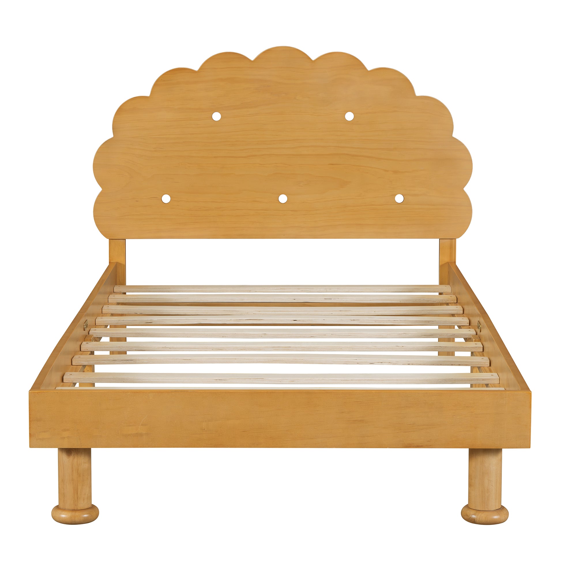 Kids Cookie Shaped Bed Frame For Boys & Girls,Twin Size Platform Bed, Walnut Box Spring Not Required Twin Walnut Wood Bedroom Contemporary,Cute,Modern Bed Frame Wood