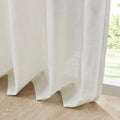 Linen Blend Light Filtering Curtain Panel Pair 2 Pcs Window Panels White Polyester