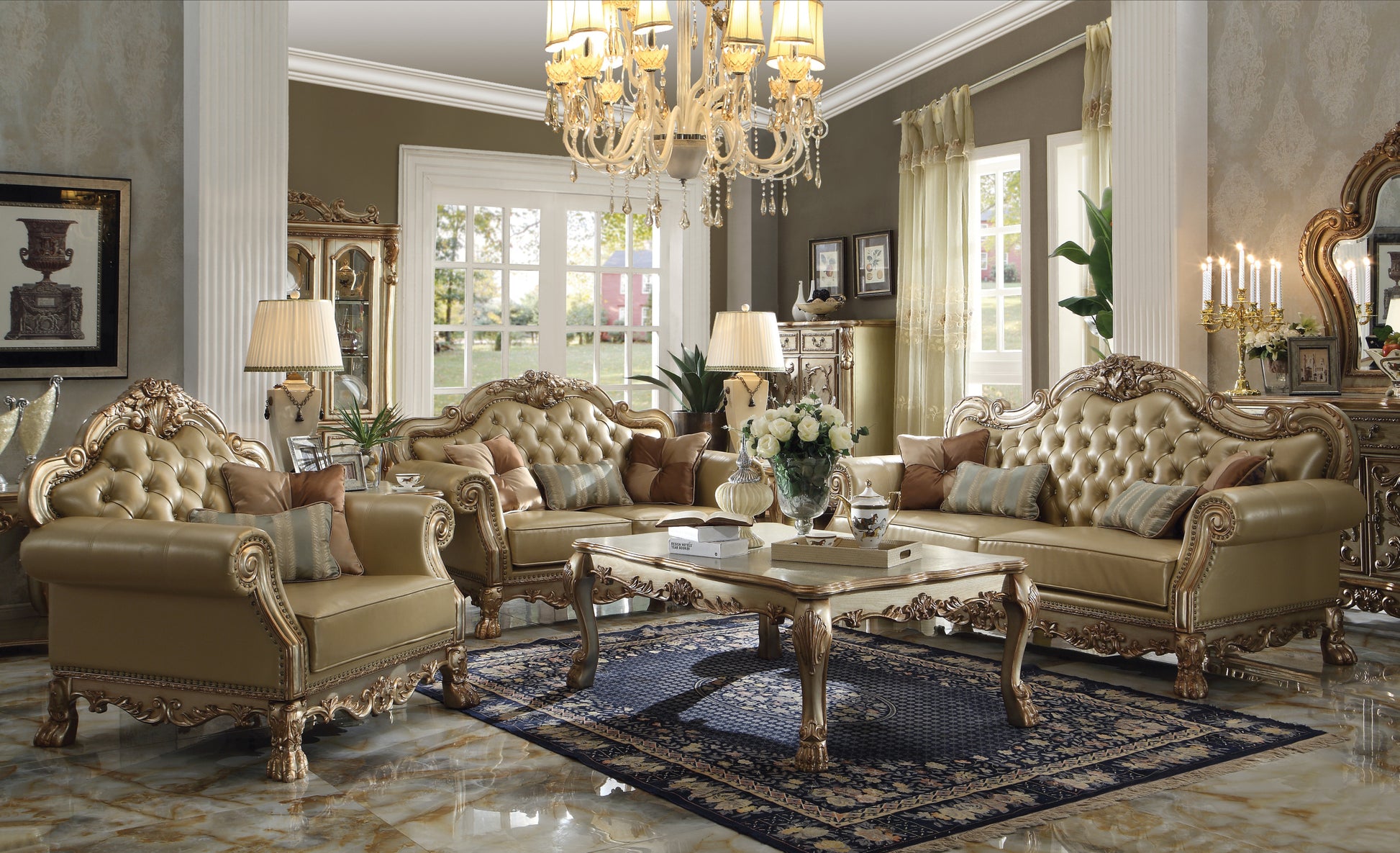 Gold Patina And Bone Coffee Table With Claw Leg Gold Primary Living Space Traditional Rectangular Solid Wood Mdf