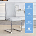 Luxury Simple Arch Chair Set Of 6 Light Gray Pu Material High Resilience Dining Chair With Arched Metal Silver Leg. Light Gray,Silver Metal,Pu