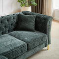 81.5 Inch Chenille Corner Sofal Shaped Sectional Couch, 5 Seater Corner Sofas With 3 Cushions For Living Room, Bedroom, Apartment, Office Green Foam Chenille 5 Seat