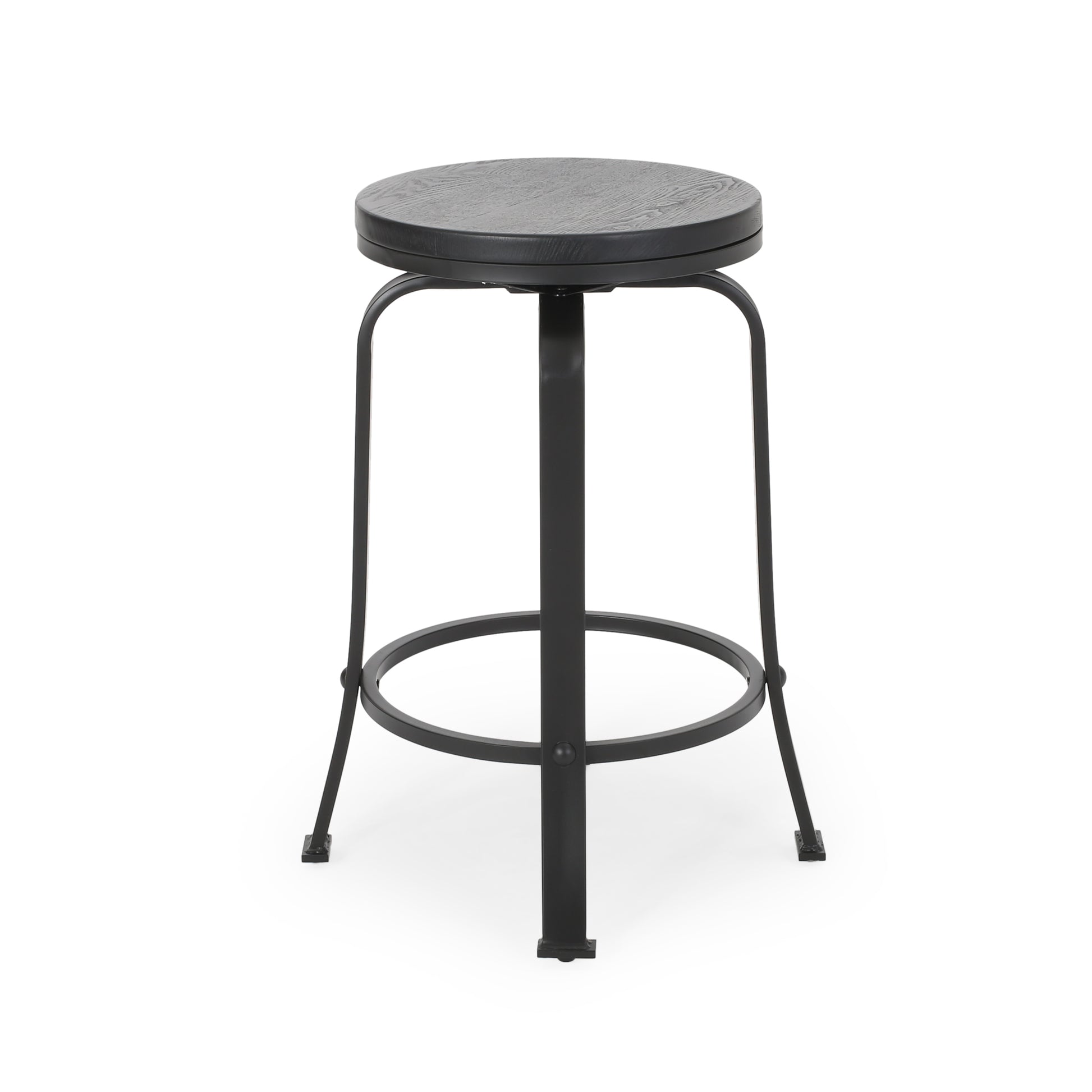 Counter Stool2Pcs Set Black Wood Metal