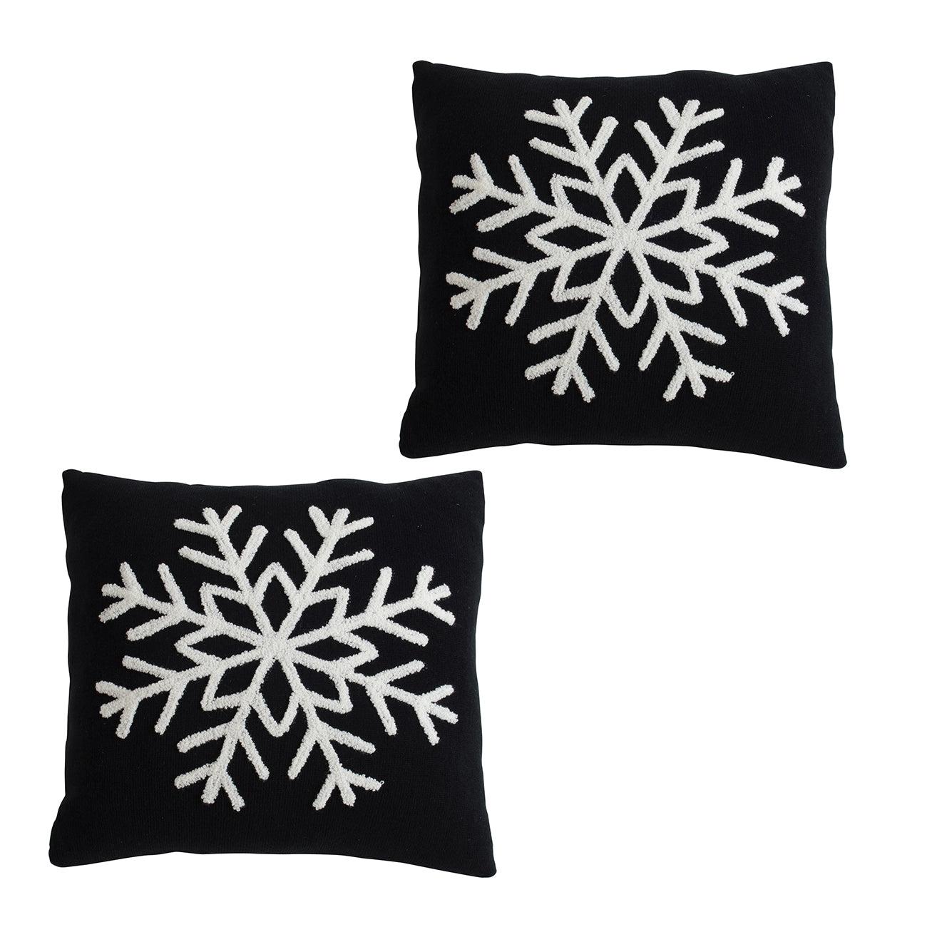 Set Of 2 18" Black Snowflake Pillow, For Christmas Halloween Holiday Decor Black White Acrylic,Polyester