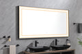 72 X 36 Inch Led Bathroom Mirror With Aluminum Frame, Wall Mounted Vanity Mirror, Anti Fog, Memory, 3 Colors, Stepless Dimmable Matte Black Aluminium,Glass