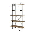 Rustic Oak And Black 5 Shelf Bookcase 5 Black Brown Horizontal Open Back Industrial Adjustable Shelves Wood Metal