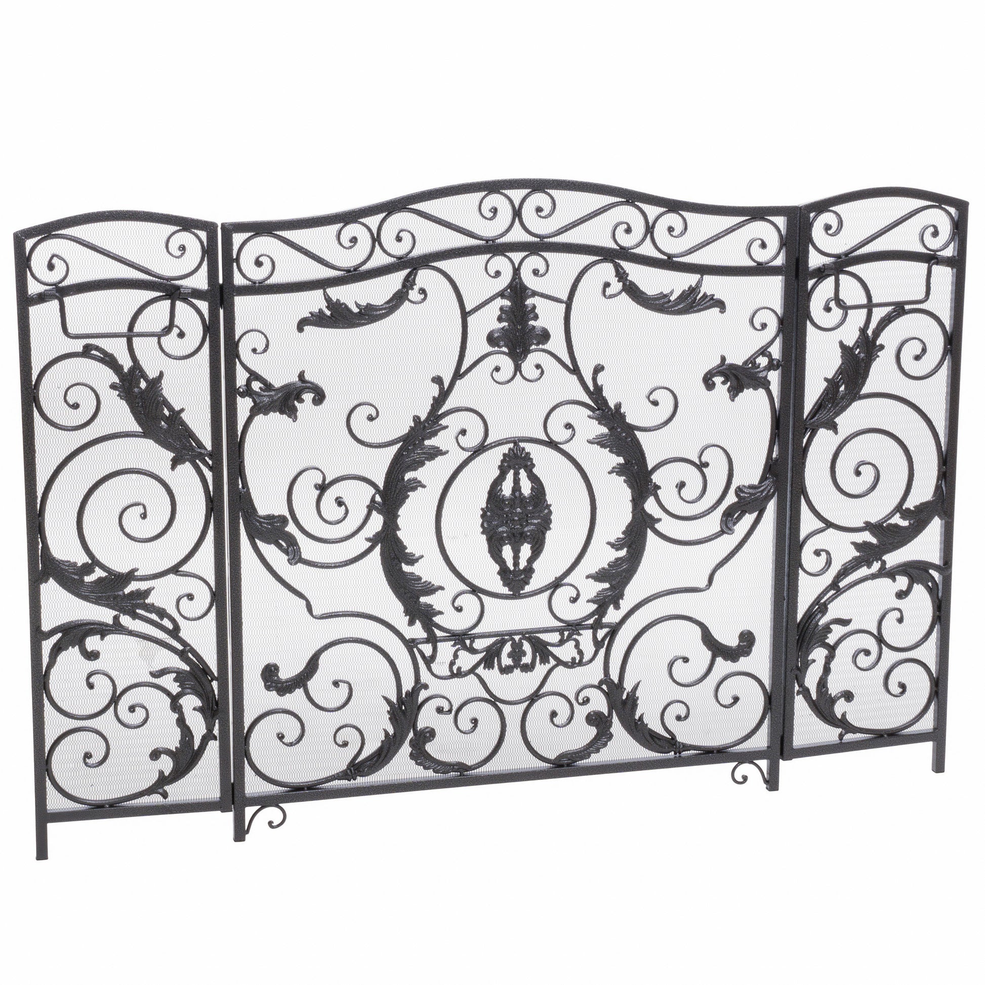 Waterbury Fireplace Screen Black Silver Iron