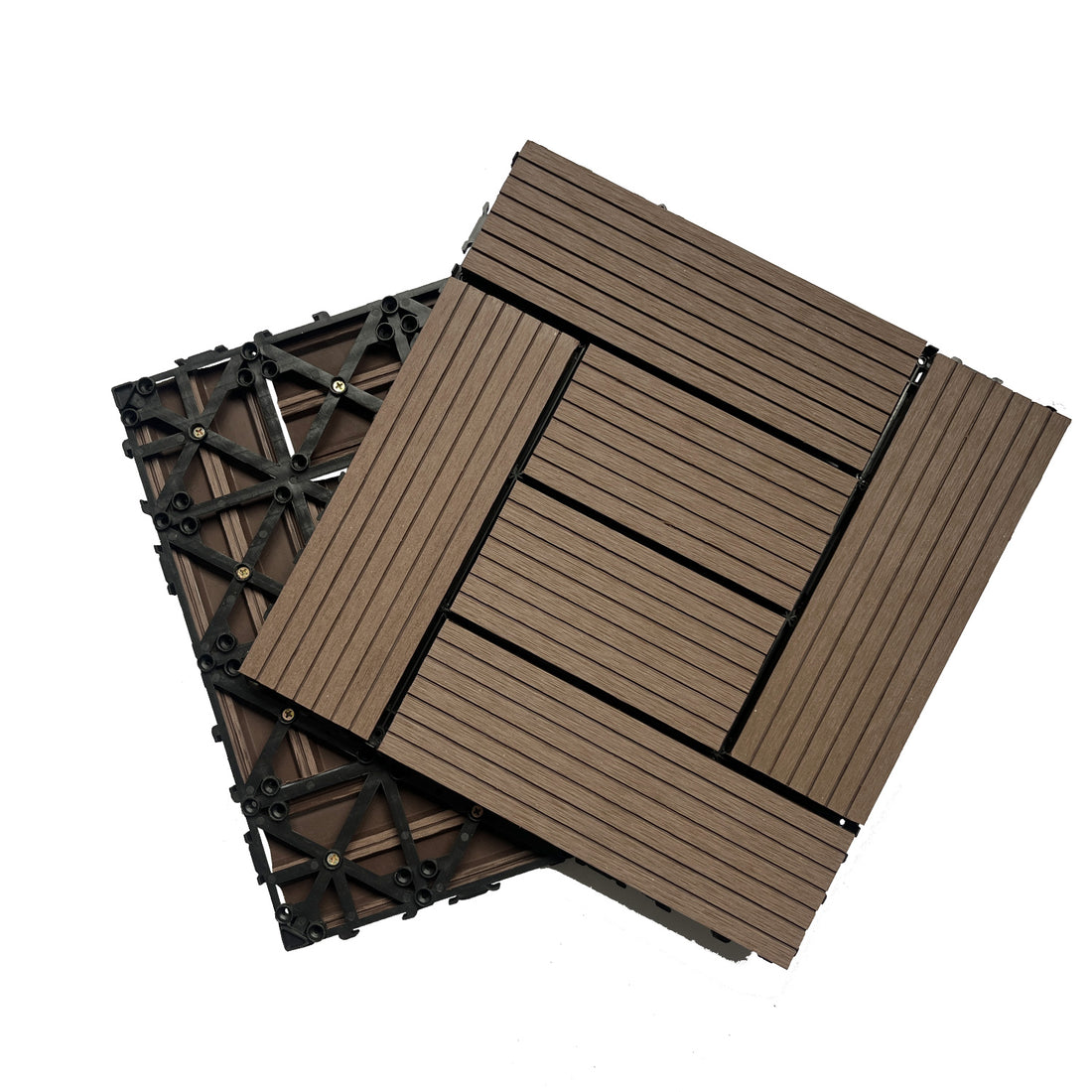 Wood Plastic Composite Deck Tiles Set Of 20Pcs, Composite Decking Resist Rust, Patio Flooring Outdoor Waterproof, Floor Tiles For Balcony, Backyard, Indoor And Outdoor Use, 12X12In Light Coffee Light Coffee Modern Plastic Wood Plastic