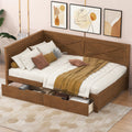 Twin Size Wood Daybed With 2 Drawers And Rustic Guardrail, Ancient Brown Expected Arrival Time: 8.28 Box Spring Not Required Twin Brown Wood Daybeds Solid Wood Mdf