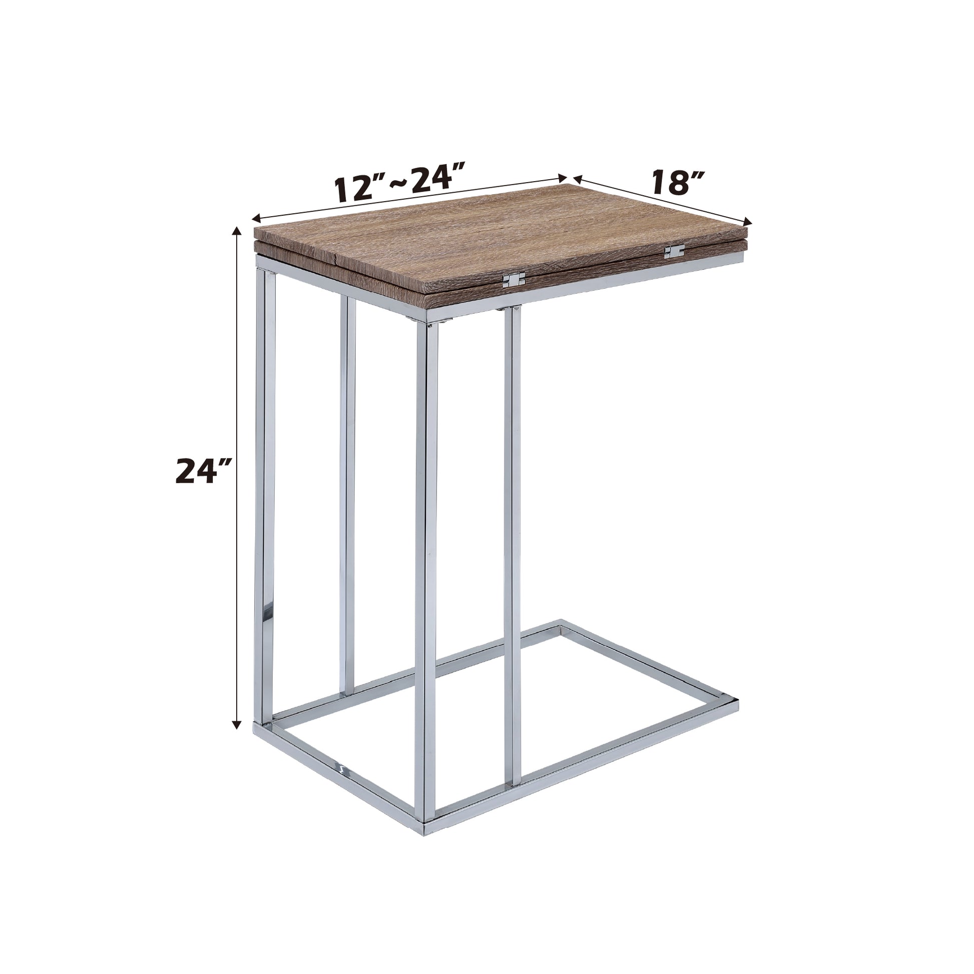 Danson Weathered Oak & Chrome Finish Accent Table Oak Wood Synthetic Wood