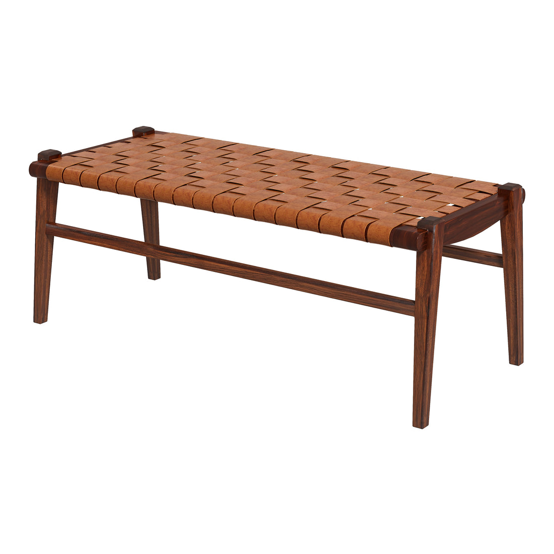 Cody Tan Leather Bench Brown,Rustic,Tan Brown Genuine Leather Brown Mid Century Modern Genuine Leather,Solid Wood