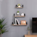 Floating Shelves, Long Wall Shelves Set Of 3, Wall Mounted Shelves With Brackets For Bedroom, Living Room, Kitchen, Bathroom Natural Wood Natural Wood Metal & Wood