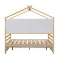 Full House Bed With Roof Frame, Bedside Shelves, Under Bed Storage Unit,Natural Full Natural American Design Pine