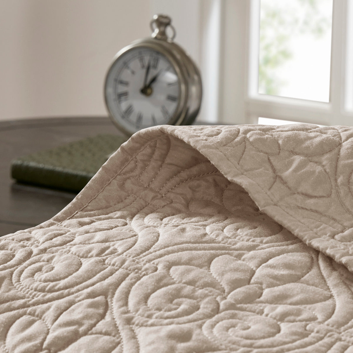 Reversible Quilt Set Khaki Full Queen Khaki Cotton