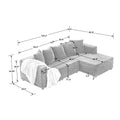 Chenille L Shaped Sectional Sofa Set,Minimalist Style Modular Sectional Sofa, Luxury Chenille Fabric Cloud Couch For Living Room Blue Chenille 4 Seat