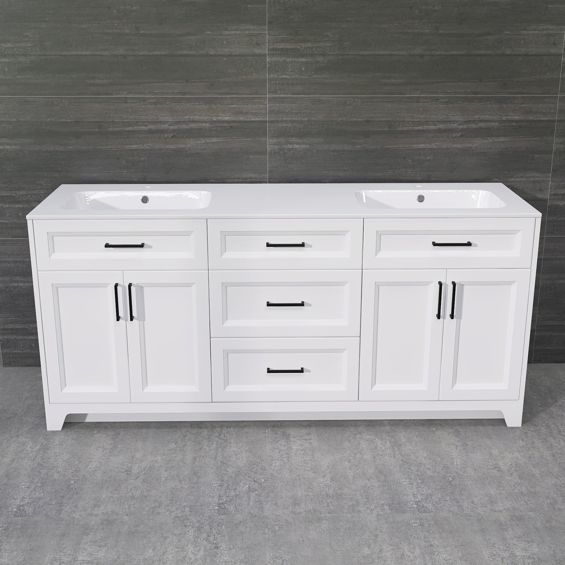 Solid Wood 72 Inch Bathroom Vanity With Double Sink Combo, Modern Vanity Cabinet With 4 Soft Closing Doors & 3 Full Extension Dovetail Drawers White 3 White 4 4 48 In & Above 32 To 35 In Soft Close Doors Bathroom Freestanding Luxury,Modern 20 25 Inches