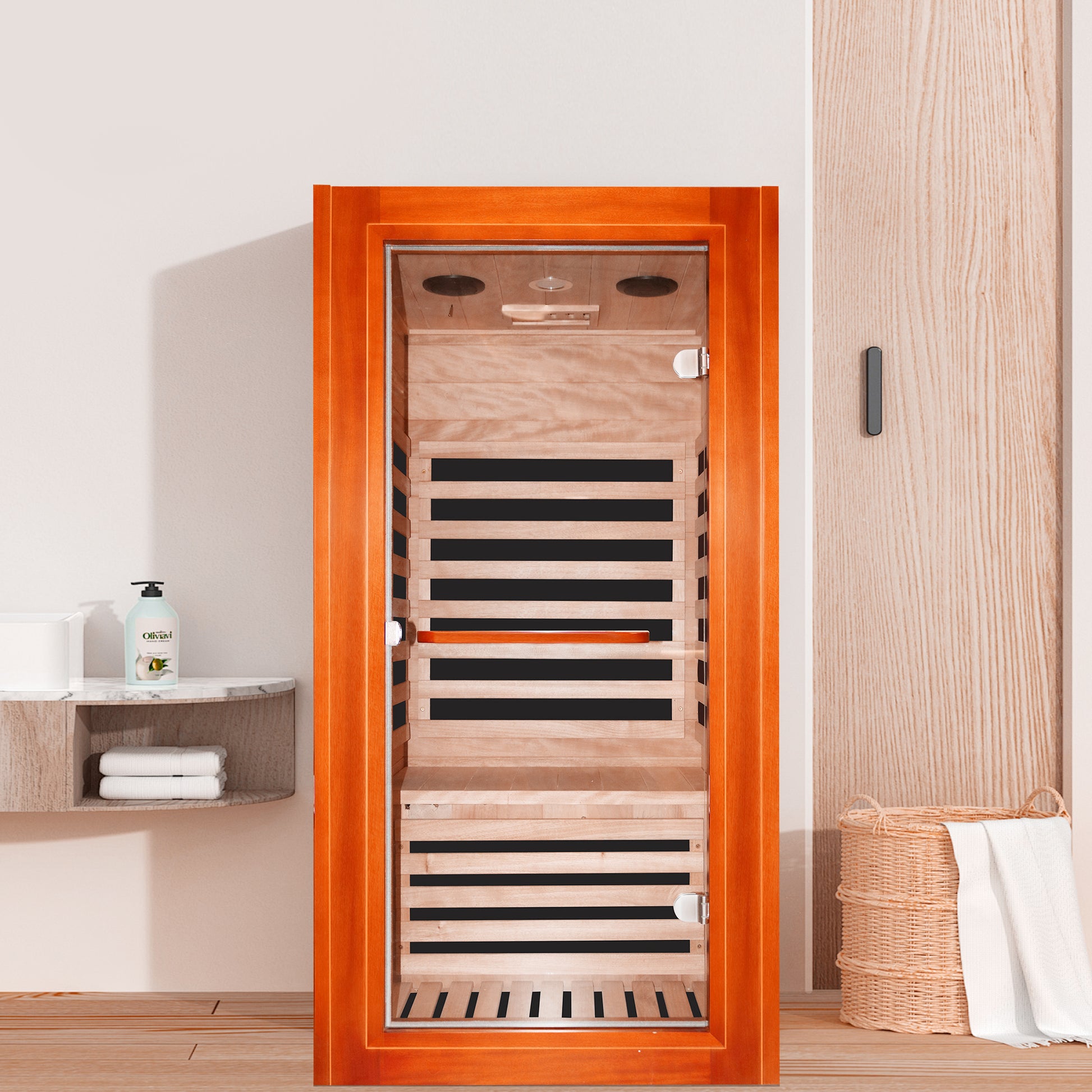 Infrared Sauna Room Single Room Natural Metal & Wood Solid Wood