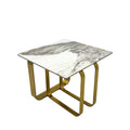 Rectangular End Table With Sintered Stone Top, Gold Metal Frame For Living Room Gold Modern Open Storage Rectangular Sintered Stone,Stainless Steel