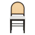 4 Retro Upholstered Chairs With Rattan Backrests For Dining Room And Kitchen Espresso Espresso Rubber Wood