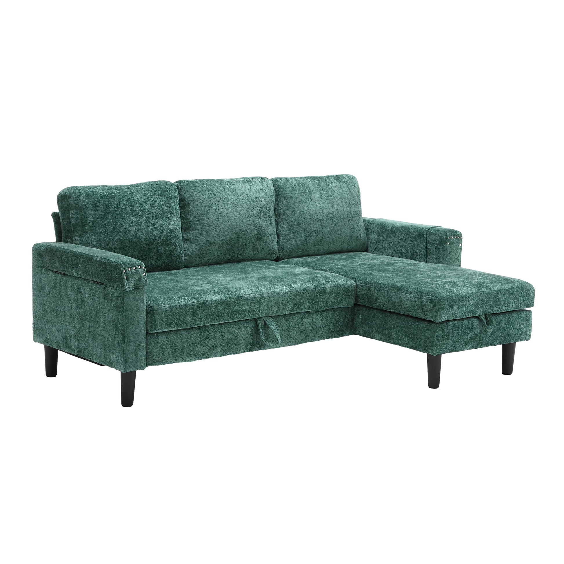 United Sectional Sofa Reversible Sectional Sleeper Sectional Sofa With Storage Chaise Green Chenille