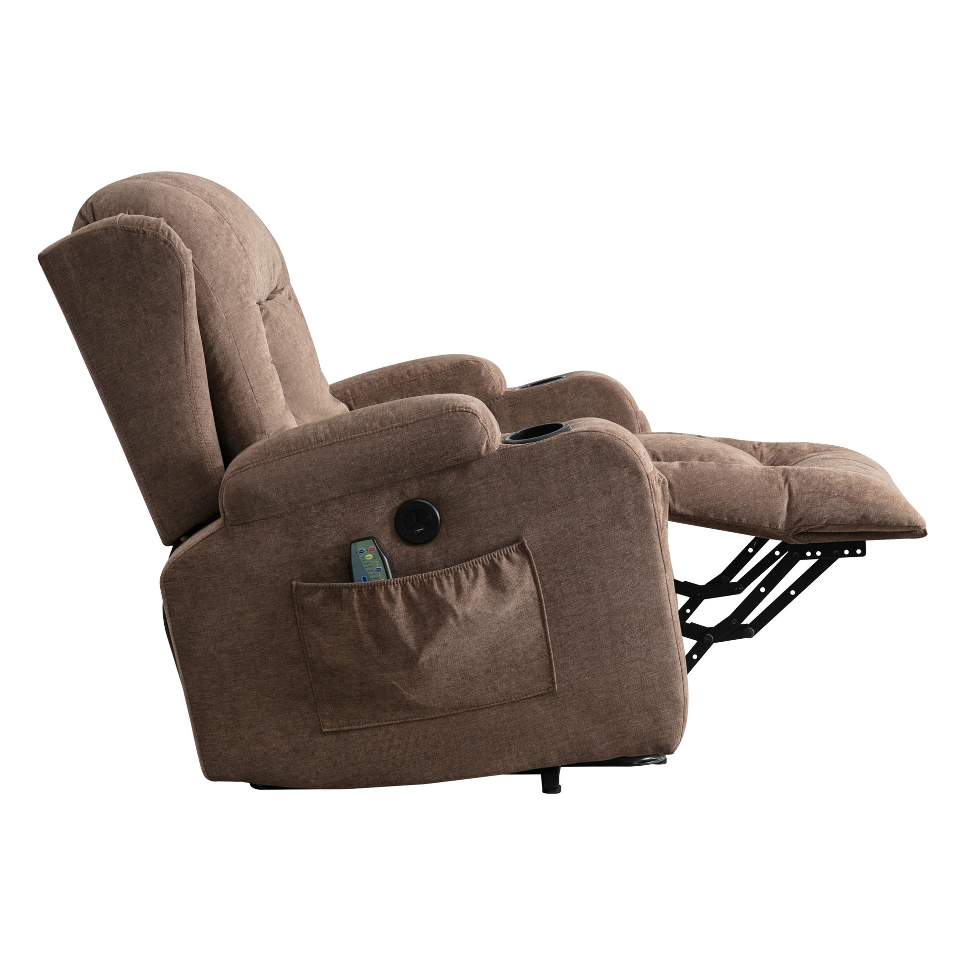 Power Lift Recliner Chair Recliners For Elderly With Heat And Massage Recliner Chair For Living Room With Infinite Position And Side Pocket,Usb Charge Port Brown Brown Power Push Button Soft Heavy Duty Cotton Wood Metal