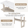 Retro Elegant Console Table With Marble Effect Top And Versatile Storage Solutions For Entryway And Living Room Gray Wash Gray Wash Solid Wood Mdf