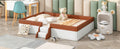 Full Size Upholstered Daybed Frame With Fence And Stairs, Brown White Full Brown White Mdf Lvl