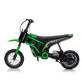 24V14Ah Kids Ride On 24V Electric Toy Motocross Motorcycle Dirt Bike Xxl Large,Speeds Up To 14.29Mph,Dual Suspension, Hand Operated Dual Brakes, Twist Grip Throttle, Authentic Motocross Bike Geometry Green Polypropylene