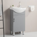 18 Inch Mini Bathroom Cabinet With Ceramic Sink Grey Grey Solid Wood