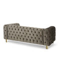 Mirod Comfy 3 Seat Sofa With Tufted Back And Arm, Modern For Living Room Grey Velvet 3 Seat