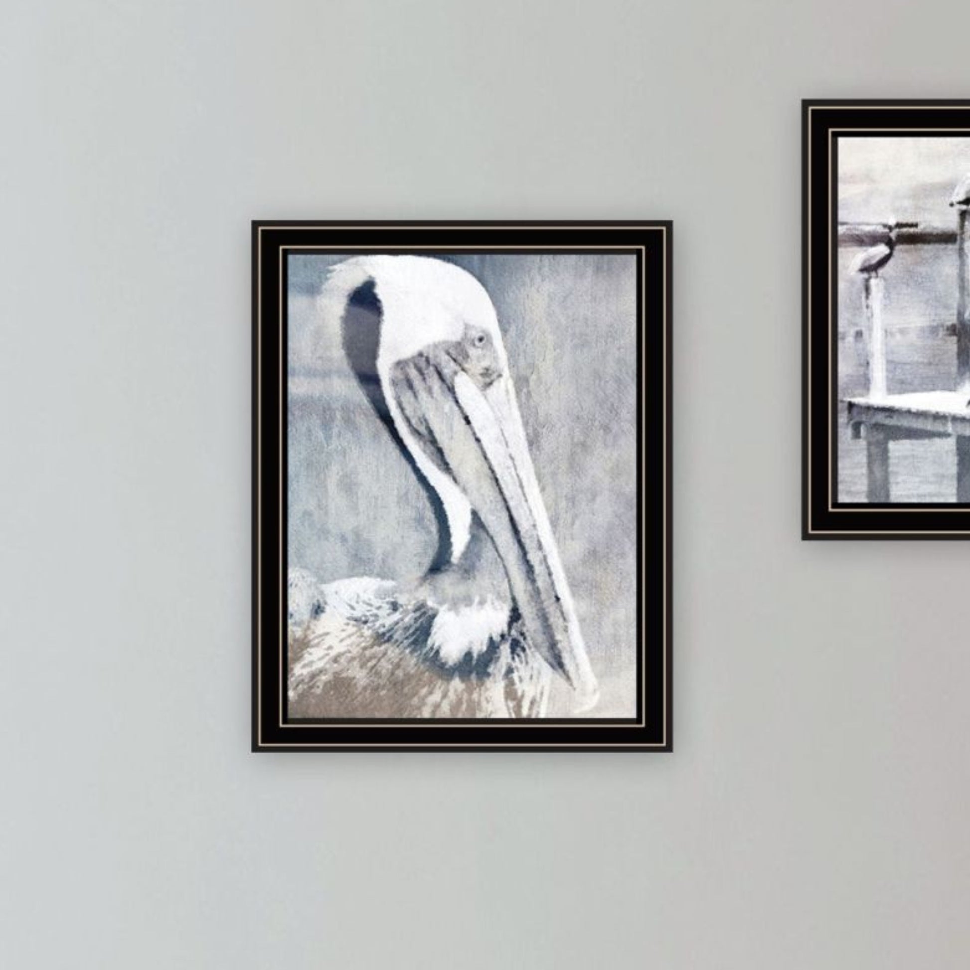 "Pelican'S On Pier" Framed Wall Art For Living Room, Wall Art Print For Home Decor, Bedroom Wall Art By Bluebird Barn Multicolor Wood Paper