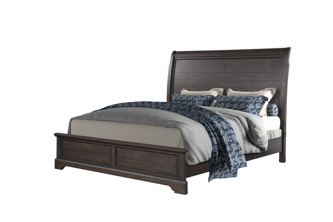 Queen Sleigh Bed Mahogany Solid Wood Mdf