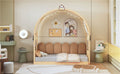 Twin Size Extended Bed With Arched Roof And Trundle, Natural Twin Natural Plywood