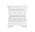 Charlston White Nightstand With Led White Solid Wood Mdf