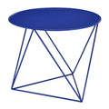 Blue Geometric Metal Base Accent Table Blue Primary Living Space Modern Round Metal Sled