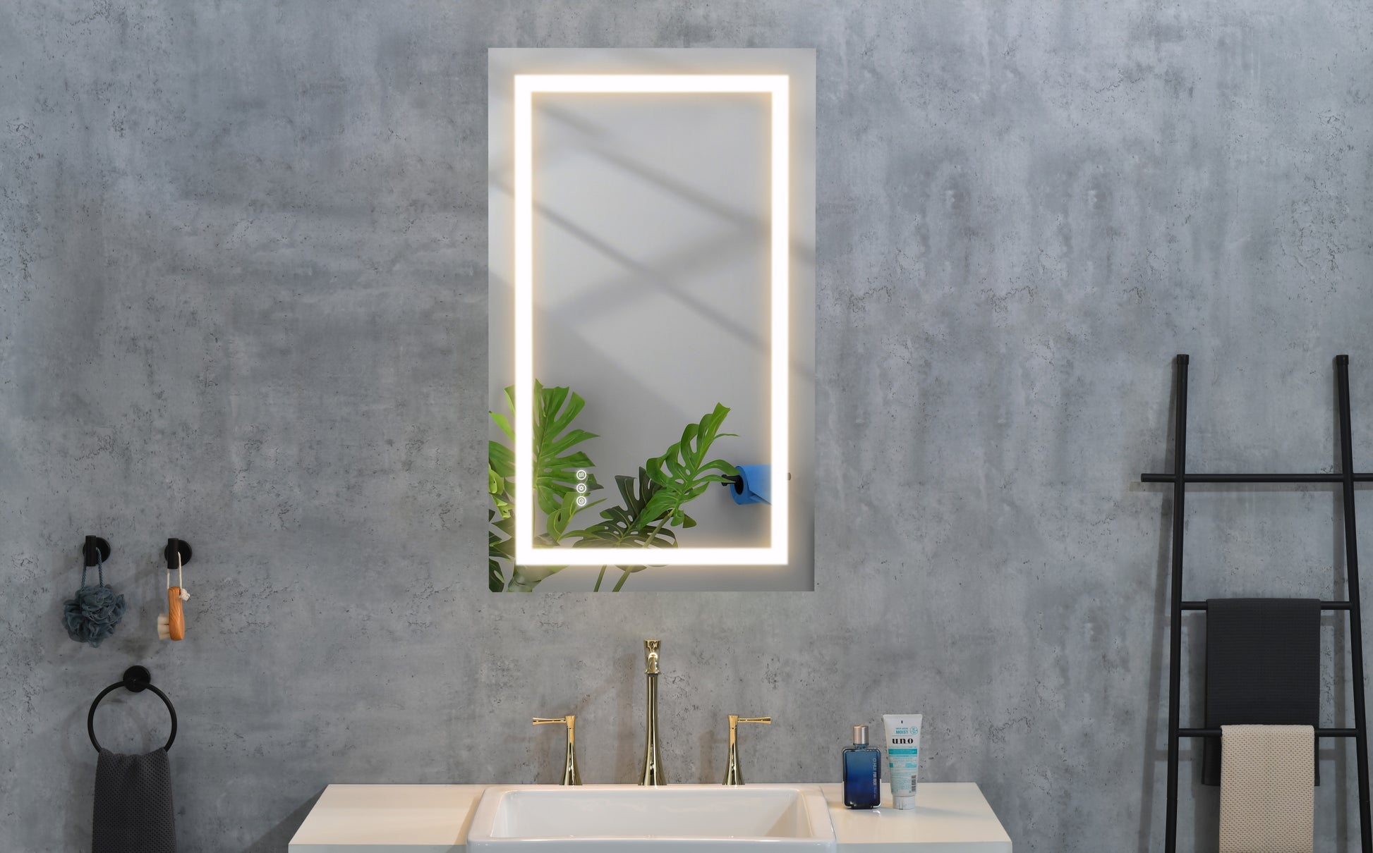 Led Bathroom Mirror 40 "X26" With Front And Backlight, Large Dimmable Wall Mirrors With Anti Fog, Memory, 3 Colors, Led Vanity Mirror White Aluminium