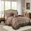 5 Piece Jacquard Quilt Set With Throw Pillows Red King Cal King King Red Cotton