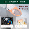 Luxury Intelligent Smart Toilet With Instant Warm Water Sprayer And Dryer, Auto Flush Foot Sensor Operation, Adjusted Temp Heated Bidet Seat, Led Display White White Bathroom Porcelain