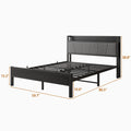 Queen Size Bed Frame, Storage Headboard With Charging Station, Solid And Stable, Noise Free, No Box Spring Needed, Easy Assembly Box Spring Not Required Queen Black Iron Bedroom Bed Frame Metal & Wood