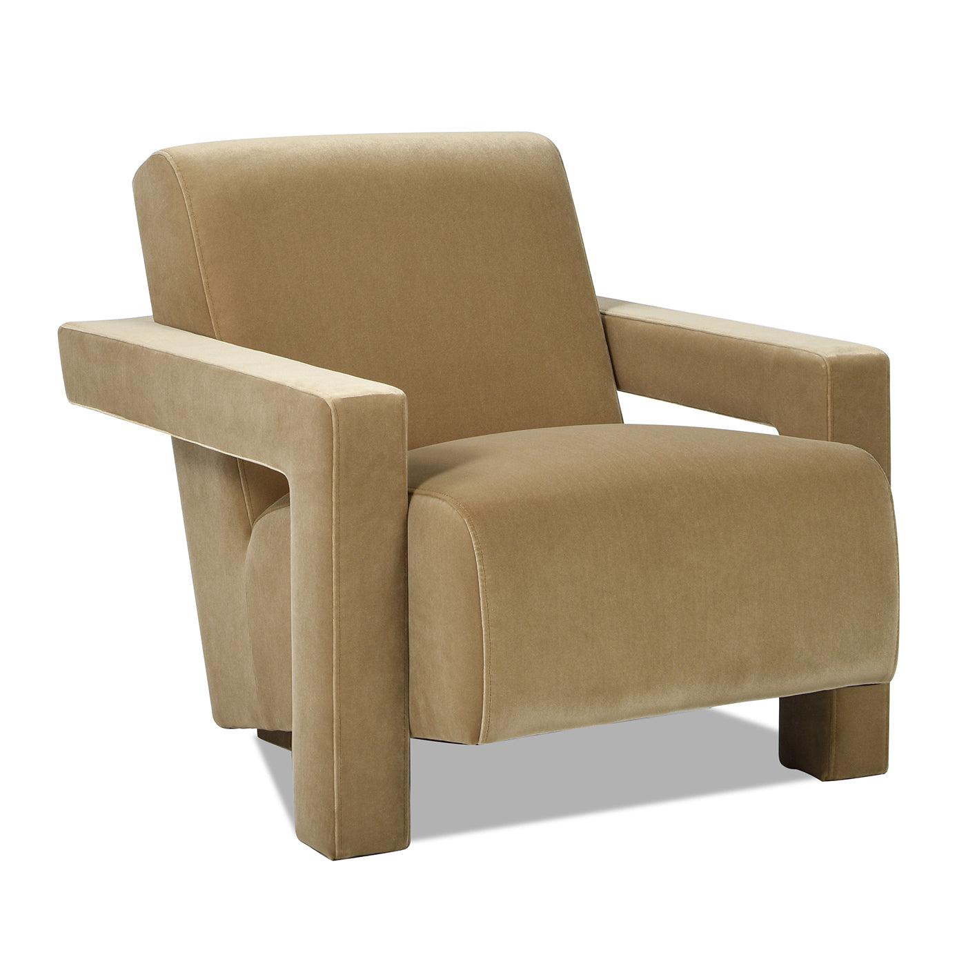 Ethan 28.5" Fully Upholstered Accent Arm Chair, Camel Brown Beige Performance Velvet Beige Foam Velvet