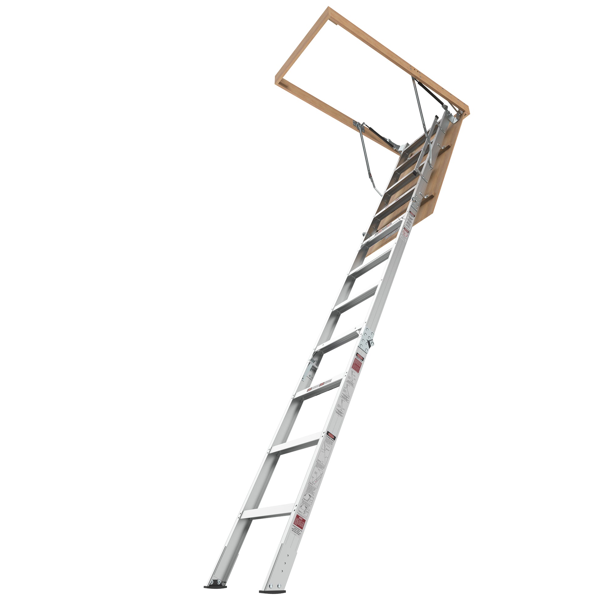 Household Aluminum Attic Ladder 25" X 54" ,375 Lbs Capacity, 7'8" 10'3" Ceiling Height Grey Aluminium Alloy