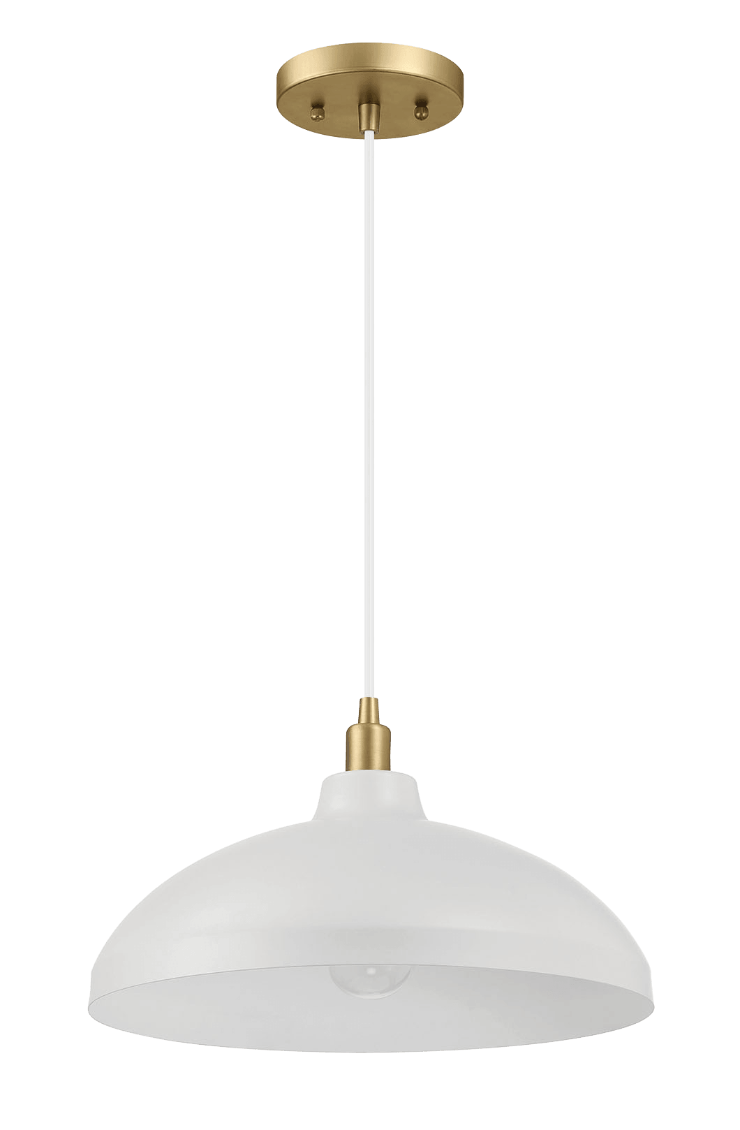 Astral Single Light White Pendant Lamp With Golder Brass Finish For Entrance Kitchen Island 14"D 8"H Gold,White Ceiling Lights Brass