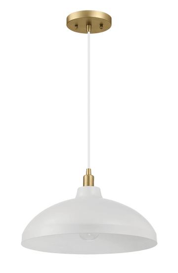 Astral Single Light White Pendant Lamp With Golder Brass Finish For Entrance Kitchen Island 14"D 8"H Gold,White Ceiling Lights Brass