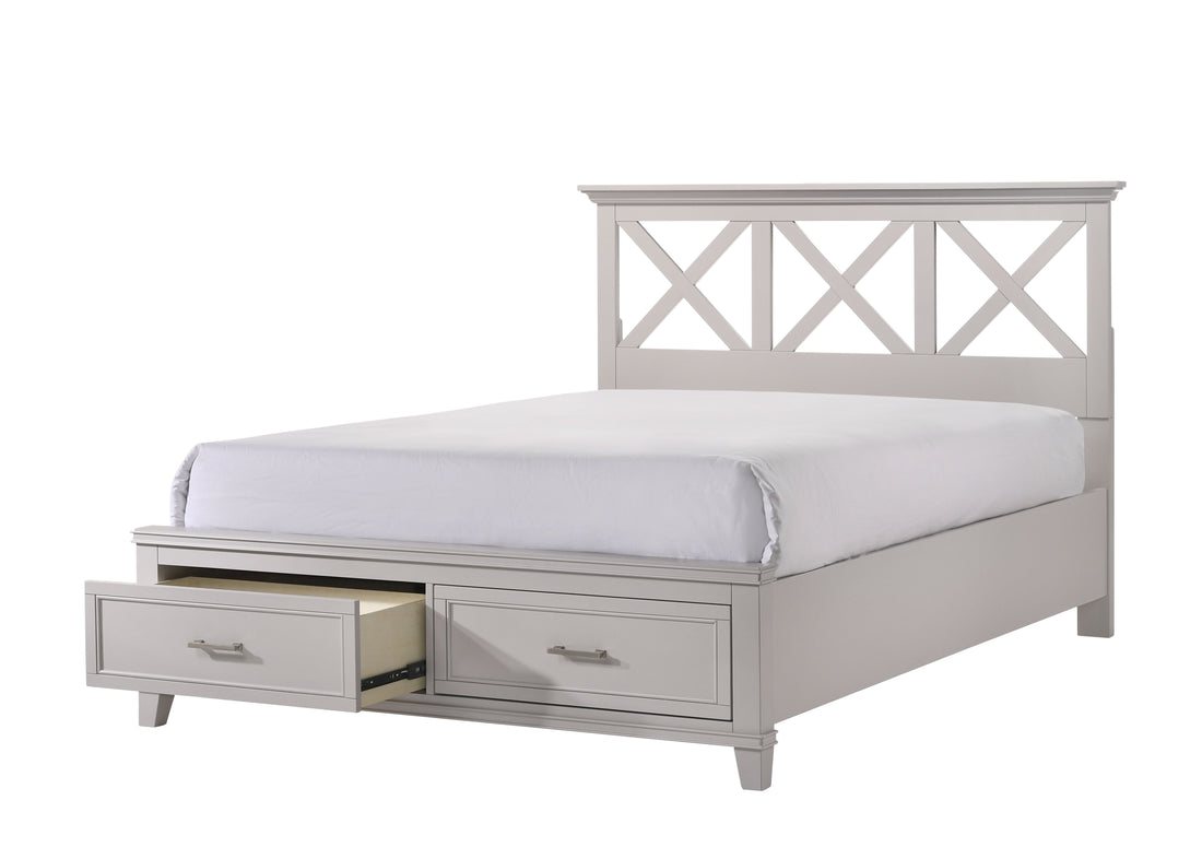 King X Storage Bed Gray Solid Wood Mdf