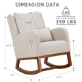 Modern Accent Rocking Chair, Nursery Glider Rocker Arm Chair W 2 Side Pockets, Rocking Chair Indoor For Living Room Bedroom Beige Rectangular Rocking Chairs Solid Back Wood Fabric