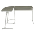 Grey And White L Shape Computer Desk Grey White Writting Desk Office Modern Rectangular Wood Metal Sled