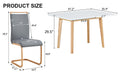 Table And Chair Set. White Sintered Stone Table Top With Rubberwood Legs, Foldable Computer Desk, Foldable Desk, 6 Modern Pu Leather High Cushion Side Chairs With Wood Grain Metal Legs. White Seats 6 Sintered Stone