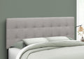 Bed, Headboard Only, Queen Size, Bedroom, Upholstered, Grey Linen Look, Transitional Grey Foam Solid Wood Mdf