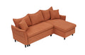 This 80 Inch Orange Corduroy L Shaped Sofa Comes With Two Small Throw Pillows That Can Be Converted Into A Sofa Bed For Storage Orange Corduroy 3 Seat