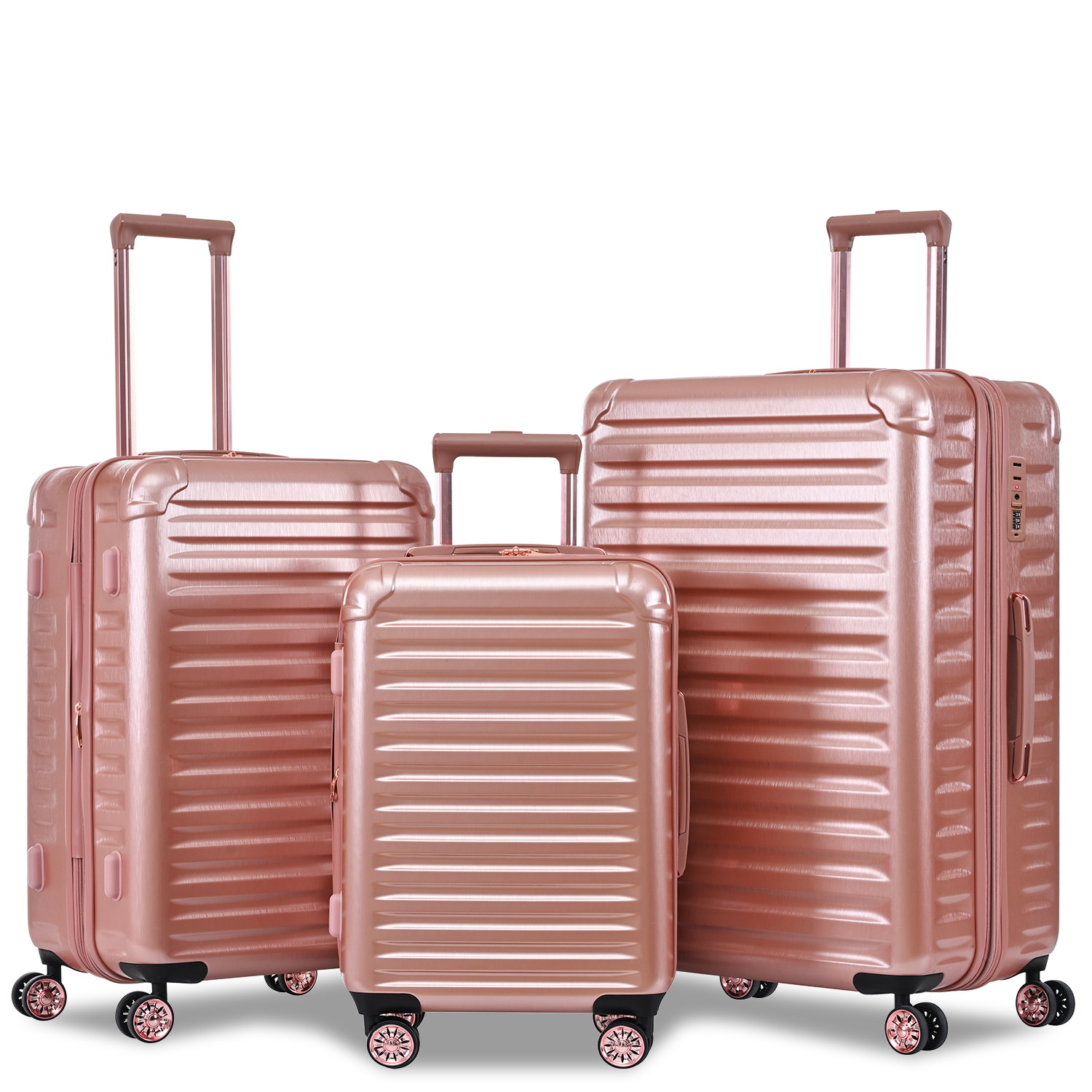 Luggage Sets Model Expandable Abs Pc 3 Piece Sets With Spinner Wheels Lightweight Tsa Lock 20 24 28 ,Rose Gold Rose Gold Abs Pc